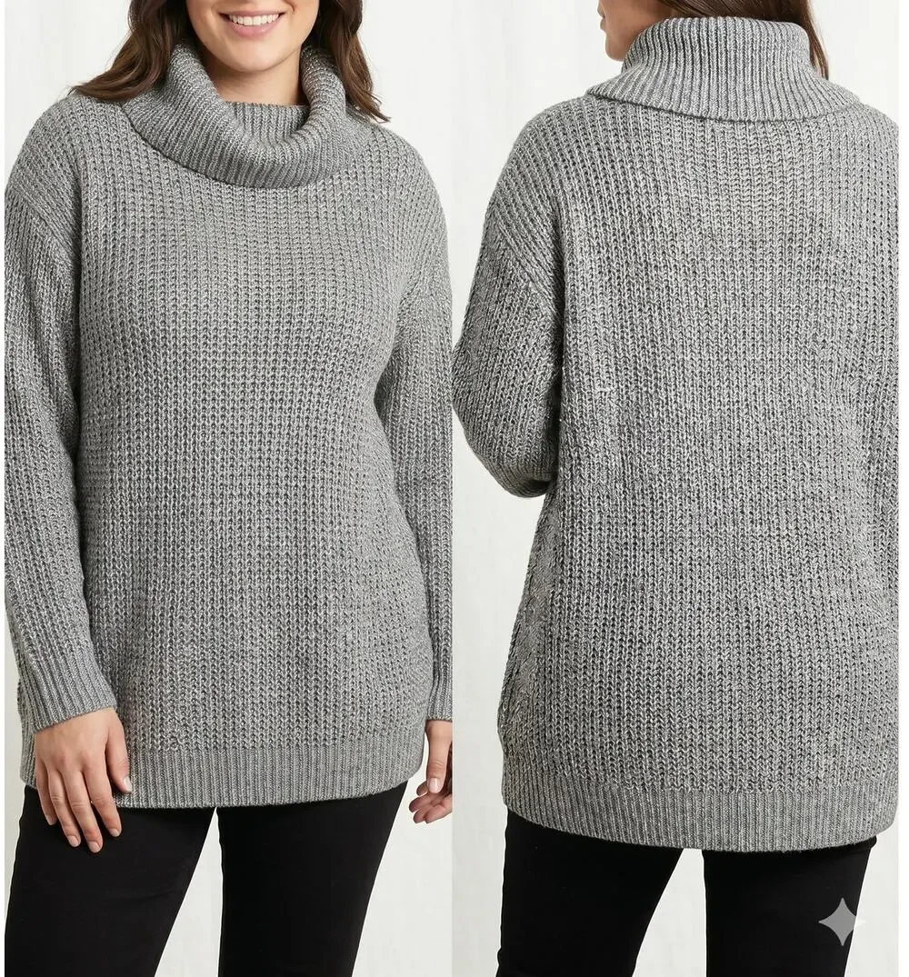 Lane Bryant NEW NWT Womens Plus Size 22/24 Metallic Gray Turtleneck Sweater